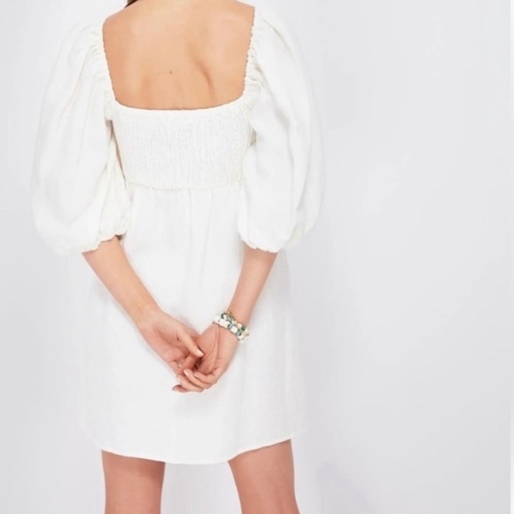 Tuckernuck Dress Puff Sleeve Linen Annie Smocked Mini Size XS - Picture 3 of 7